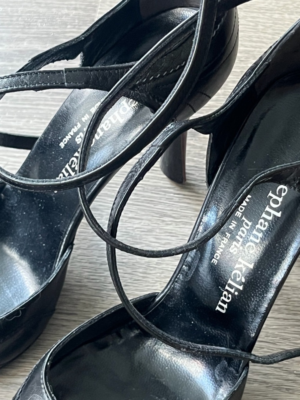 Stephane Kelian Black Leather Ankle-Strap Pumps with Pointed Square Toe - Picture 2 of 6